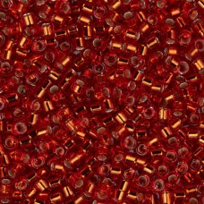 DB0043 Red/Orange Silver Lined, Size 11/0 Miyuki Delica Beads, 5.2g approx.