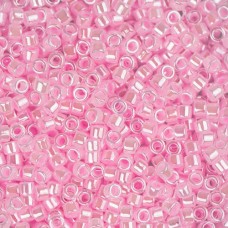 DB0244 Light Crystal Pink Ceylon Lined-Dyed, Size 11/0 Miyuki Delica Beads, 5.2g...