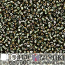 DB0606 Dark Olive Grey Silver Lined-Dyed, Size 11/0 Miyuki Delica Beads, 5.2g ap...