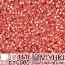 DB0685 Light Cranberry Red Semi-Matte Dyed, Size 11/0 Miyuki Delica Beads, 5.2g ...