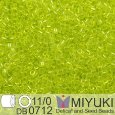 DB0712 Chartreuse Transparent, Size 11/0 Miyuki Delica Beads, 5.2g approx.