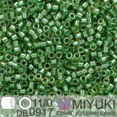 DB0917 Turquoise Green Sparkle Topaz Lined, Size 11/0 Miyuki Delica Beads, 5.2g ...