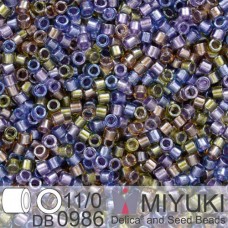 DB0986 Purple Gold Sparkle Lined, Size 11/0 Miyuki Delica Beads, 5.2g approx.