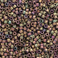 DB1055 Matted Metallic Grey Dusk Gold Iris Miyuki 11/0 Delica Beads, 5.2g approx