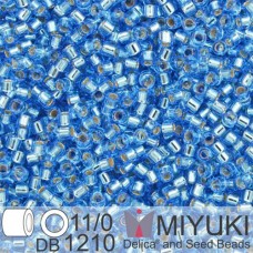 DB1210 Blue Azure Silver Lined, Size 11/0 Miyuki Delica Beads, 5.2g approx.
