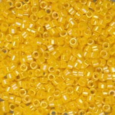 DB1572 Dark Yellow Canary Opaque AB, Size 11/0 Miyuki Delica Beads, 5.2g approx.