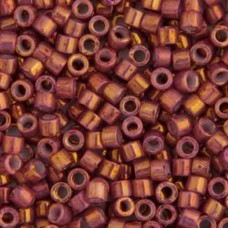 DB1016 Pink Rhubarb AB Metallic Gold Luster, Size 11/0 Miyuki Delica Beads, 5.2g...