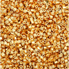 Size 8/0 Miyuki Cut Seed Beads, 24Kt Gold Plate, Colour 0191, Approx 5.2 Grams Size 8/0 Miyuki Cut Seed Beads, 24Kt Gold Plate, Colour 0191, Approx 5.2 Grams