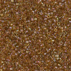 DB1735 Sparkling Dark Topaz lined chartreuses AB, Size 11/0 Miyuki Delica Beads,...