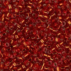 DB0043 Red/Orange Silver Lined, Size 11/0 Miyuki Delica Beads, 5.2g approx.