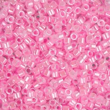 DB0245 Medium Crystal Pink Ceylon Lined-Dyed, Size 11/0 Miyuki Delica Beads, 5.2g approx. DB0245 Medium Crystal Pink Ceylon Lined-Dyed, Size 11/0 Miyuki Delica Beads, 5.2g approx.