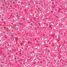 DB0246 Dark Crystal Pink Ceylon Lined-Dyed, Size 11/0 Miyuki Delica Beads, 5.2g approx. DB0246 Dark Crystal Pink Ceylon Lined-Dyed, Size 11/0 Miyuki Delica Beads, 5.2g approx.