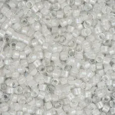 DB0066 White AB Lined-Dyed, Size 11/0 Miyuki Delica Beads, 5.2g approx.