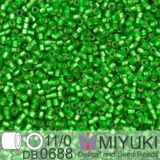 DB0688 Medium Green Semi-Matte Dyed, Size 11/0 Miyuki Delica Beads, 5.2g approx. DB0688 Medium Green Semi-Matte Dyed, Size 11/0 Miyuki Delica Beads, 5.2g approx.
