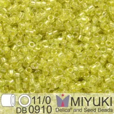 DB0910 Yellow Green Sparkle Crystal Lined, Size 11/0 Miyuki Delica Beads, 5.2g a...