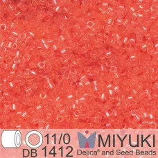 DB1412 Salmon Transparent, Size 11/0 Miyuki Delica Beads, 5.2g approx. *Being di...