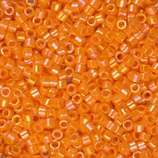 DB1573 Orange Mandarin Opaque AB, Size 11/0 Miyuki Delica Beads, 5.2g approx.