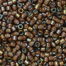 DB1790 White Lined Sable Brown AB, Size 11/0 Miyuki Delica Beads, 5.2g approx.