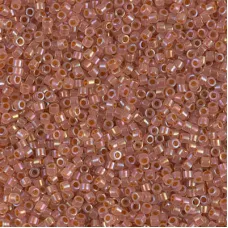 DB1733 Dark Peach Lined Pink Opal AB, Size 11/0 Miyuki Delica Beads, 5.2g approx...