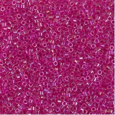 DB1743 Hot Pink Lined Crystal AB, Size 11/0 Miyuki Delica Beads, 5.2g approx. DB1743 Hot Pink Lined Crystal AB, Size 11/0 Miyuki Delica Beads, 5.2g approx.