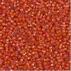 DB1780 White Lined Flame Red AB, Size 11/0 Miyuki Delica Beads, 5.2g approx. 