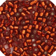 DB0601 Dark Orange Red Silver Lined-Dyed, Size 11/0 Miyuki Delica Beads, 5.2g approx. DB0601 Dark Orange Red Silver Lined-Dyed, Size 11/0 Miyuki Delica Beads, 5.2g approx.