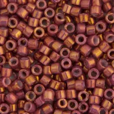 DB1016 Pink Rhubarb AB Metallic Gold Luster, Size 11/0 Miyuki Delica Beads, 5.2g...