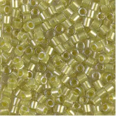 DBL0910 Sparkling yellow Green Lined Crystal size 8/0 Miyuki Delica Beads, Colou...