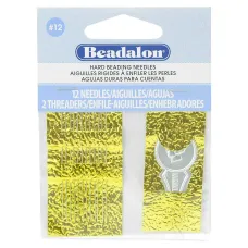 Beadalon Size 10 Hard Beading Needles, 2.12 Inch, 12 Pack with threader