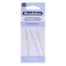 Beadalon 700K-100 Collapsible Eye Needles, 2.5", Assorted, 3 Pack